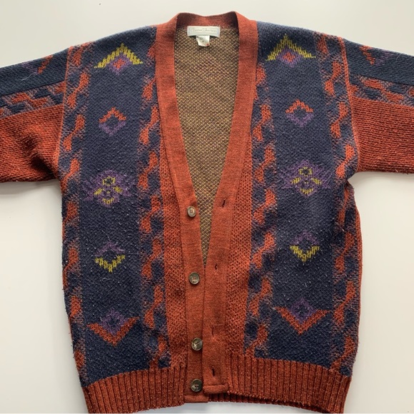 Vintage Aztec pattern cardigan size M - Picture 3 of 5